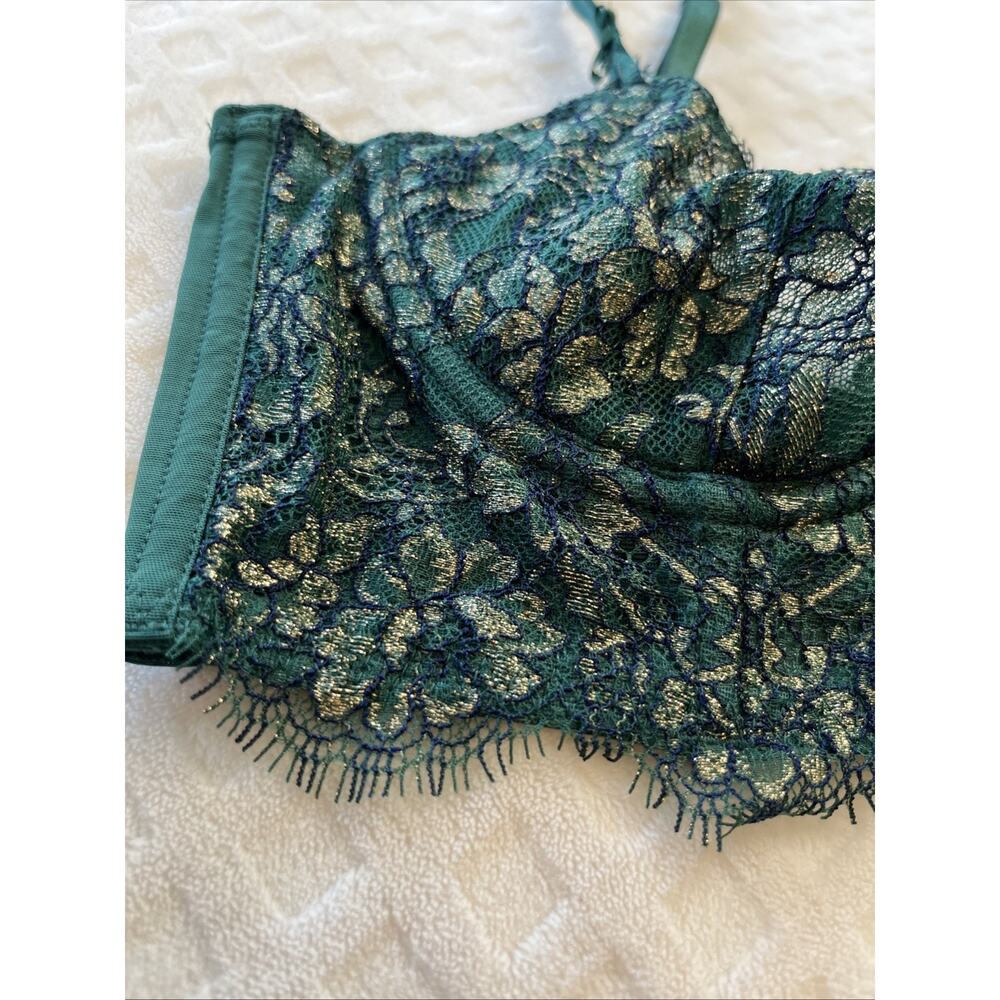 Victoria's Secret 32C Dream Angels Push-up Without Padding Green Blue Lace - Picture 12 of 12